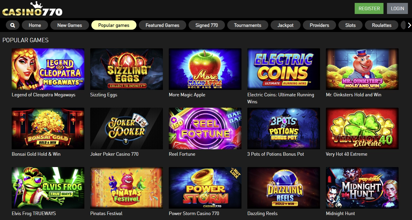 Sélection de jeux 770 Casino